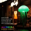 Aurora Mood Light, Dynamic Jellyfish LED Lamp, RGB Gradient, Voice Control, Hanging Indoor Light, Eye-Friendly Warm Light, Sound Activated, Rechargeable Battery, USB Dual Power, Plastic Material, Button Switch, ：36V, 600mAh Battery Capacity