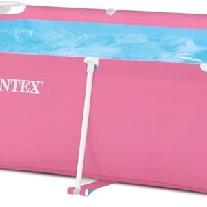 Limited-Time Sale for Summer Surprises $ 99：Intex 28266EH 7'L x 5'W x 23-5/8"H Rectangular Metal Frame Above Ground Outdoor Backyard Swimming Pool, 439 Gallons of Water, Pink