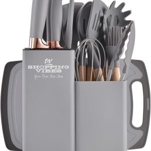 Anniversary celebration ALL for just $ 69 ：Premium 19pcs Kitchen Utensils Set: Professional & Stylish Chef Tools. Ideal Wedding Gift for Home Chefs. BPA-Free, Non-toxic Silicone Kitchenware to Modernize Your Kitchen (Grey)