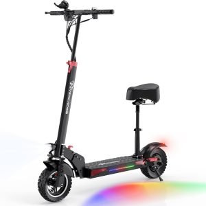 Summer Final Clearance Just $ 99：EVERCROSS H5 Electric Scooter, Electric Scooter for Adults with 800W Motor, Up to 45KM/H & 40KM-10'' Solid Tires, Scooter for Adults with Seat & Dual Braking, Folding Electric Scooter for Adults