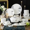 60-Piece Dinnerware Set, Porcelain Dinnerware Sets, Bone China Dinner Dishes Set, Plates/Bowls/Spoons and Soup Pot, for 12, Box Pack,