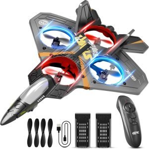 4DRC V17 Foam Remote Control Airplanes Rc Planes for Kids Adults 4-7 8-16, Remote Control Planes Fighter Jet with Light, 360： Flip Fighter Jet Toy, Gravity Sensing, Stunt Roll, Gifts for Kids Boys