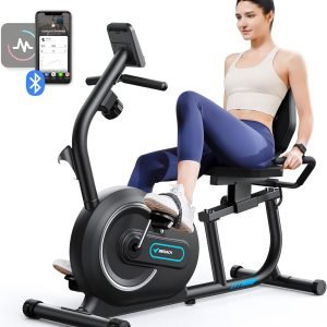 Anniversary Celebration and While Stocks Last：MERACH Recumbent Exercise Bike Cardio Equipment, Stationary Bike with Smart Bluetooth and Exclusive App Connectivity Stepper, LCD, Heart Rate Handle,Elliptical Cross Trainer Magnetic Recumbent Cycle