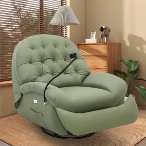 WENBO HOME Standard Recliner | Single Recliner Sofa | 360： Rotation | 30： Recline Swing | Premium Leather | Lazy Sofa Chair | Sofa Couch Bed (Light Green)