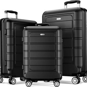 Back to School Sale Just $ 85.00 ：SHOWKOO Luggage Sets 3 Piece Expandable PC+ABS Hard Shell Suitcase Lightweight Durable Double Spinner Wheels 20"24"28"