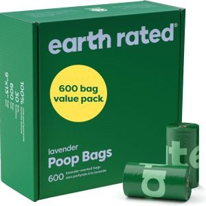 Earth Rated Dog Poop Bags Value Pack, Leak-Proof and Extra-Thick Pet Waste Bag for Big and Small Dogs, Refill Rolls, Lavender Scented, 600 Count
