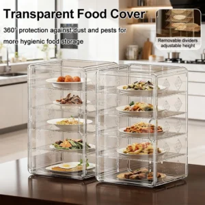 Five-layer kitchen storage box, fly-proof, transparent, dust-proof, with heat insulation, and detachable