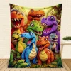 ⚡ New Year Promotion! 🔥Cute flannel blanket with a smiling dinosaur 🦖