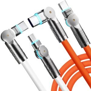 USB C to USB C Charger Cable 240W, 2-Pack Type C Fast Charging Cable， for MacBook Pro, iPad Pro Air, iPhone 16/16 Plus/16 Pro Max, Galaxy S23+/S23 Ultra, Orange+White