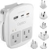 Ceptics 35W Universal Travel Adapter Kit – 2 USA sockets, USB-A, USBC, 1x PD 35W USB-C and USBC Cable, Surge Protected, Plugs for EU, UK, China, AU, Japan - for Laptop, Phone, Camera-ETL Tested