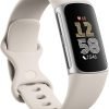 Fitbit Charge 6 Fitness Tracker with Google apps, Heart Rate on Exercise Equipment, 6-Months Premium Membership Included, GPS, Health Tools and More, Porcelain/Silver, One Size (S & L Bands Included)