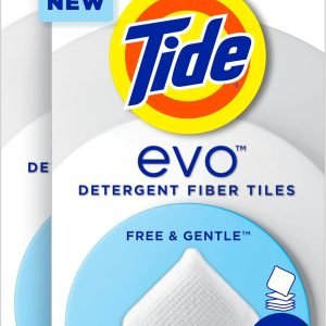 Tide evo Free & Gentle Laundry Detergent Tiles, Fragrance-Free, 40 Medium Sized Loads, Easy to Use, Safe for All Machines and Water Conditions