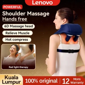Lenovo Neck and Shoulder Massager with Heat Shiatsu Back Massage Pillow with 6D Deep Tissue Kneading for Foot, Legs, Body...